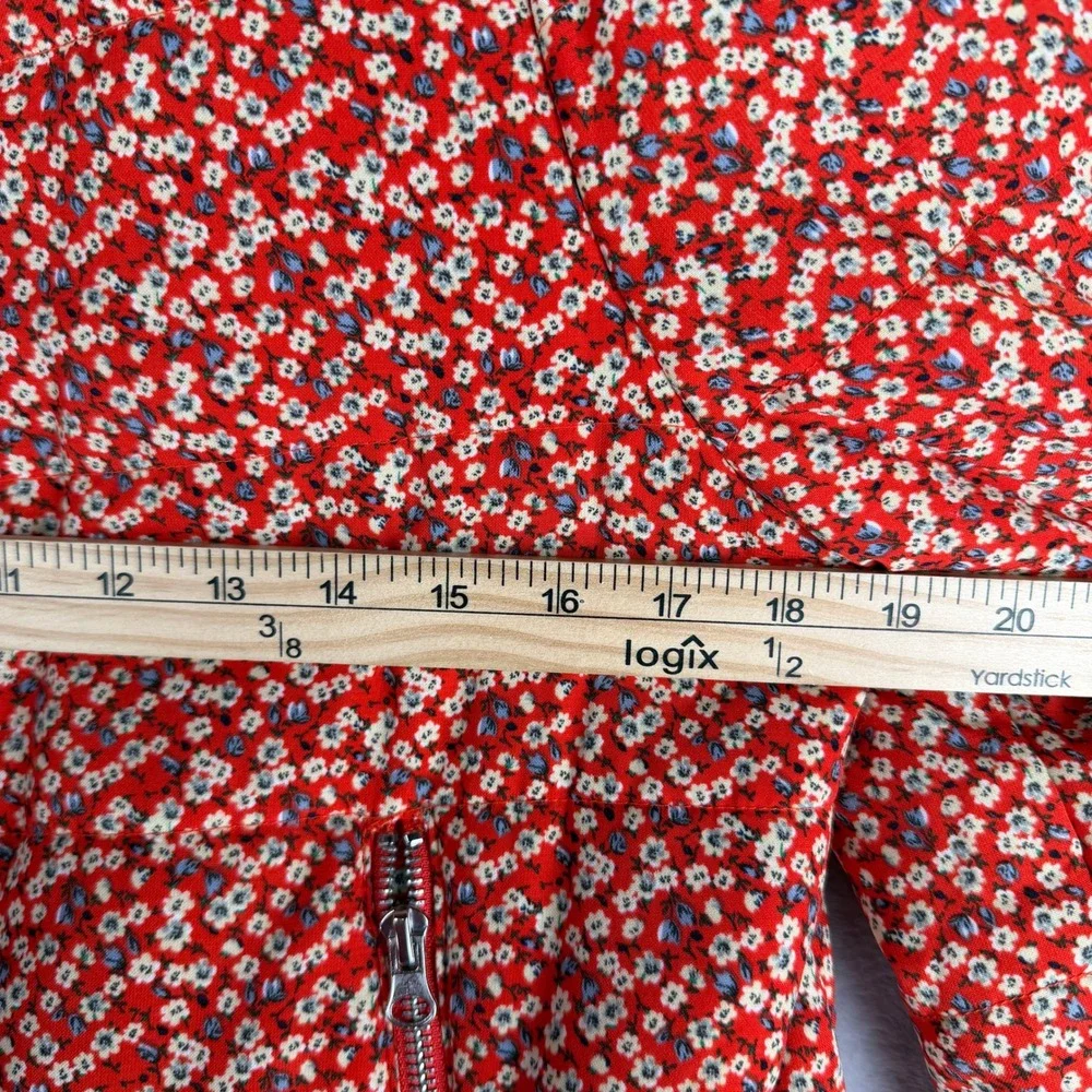 Greylin Red Floral Quilted Bomber Jacket Womens Medium‎ Zip Up G227J1542